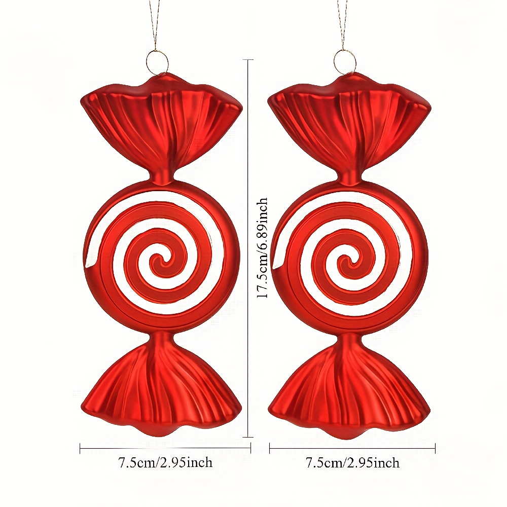 TEMU 2pcs Large Christmas Candy Hanging Ornaments, Christmas Home Decor, Christmas Tree Pendants, Party Decorations, Holiday Gifts, Thanksgiving