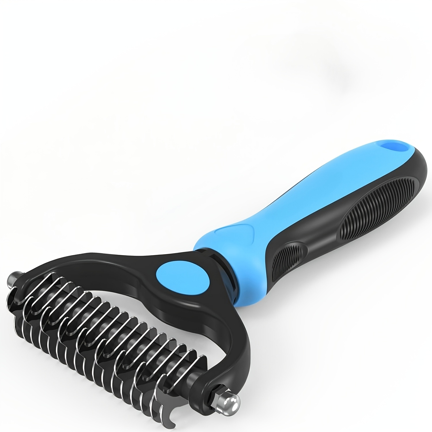 TEMU 1pc Pet Grooming Kit Blue Deshedding Brush With Metal Comb For Long Hair Knots Detangling And Deshedding