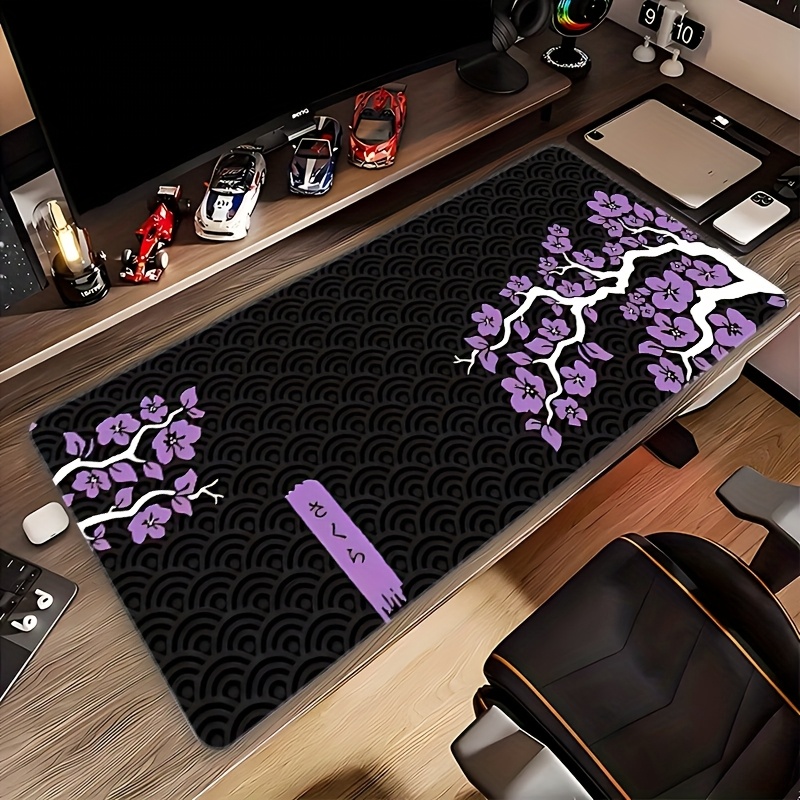 

Extra-large Gaming Mouse Pad With High- Plum Print, Office & Study Mat, Non-slip Rubber Base, & Washable, With Elegant Desk Decor For Esports, Ideal Gift