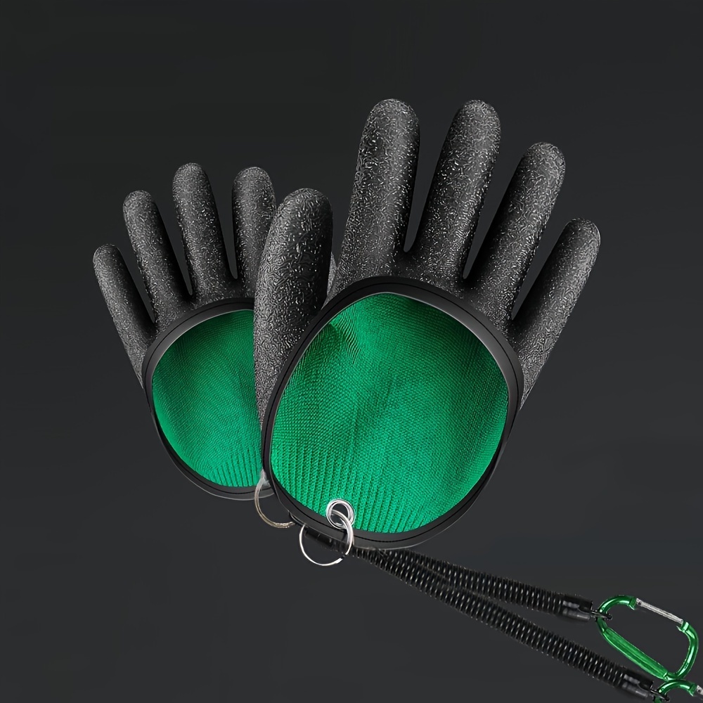 

Gants de Pêche Étanches avec Prise Antidérapante & Lanière - Latex Durable, Lavables à la Main - Équipement Essentiel pour les Pêcheurs