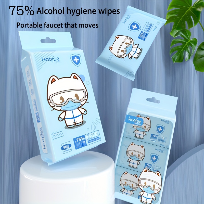 

9 Packs Portable Mini Hand Sanitizer Wipes, 75% Alcohol, Individual Pocket-sized Packets, Easy Carry For Outdoor, Camping, Daily Hygiene (7pcs/pack)