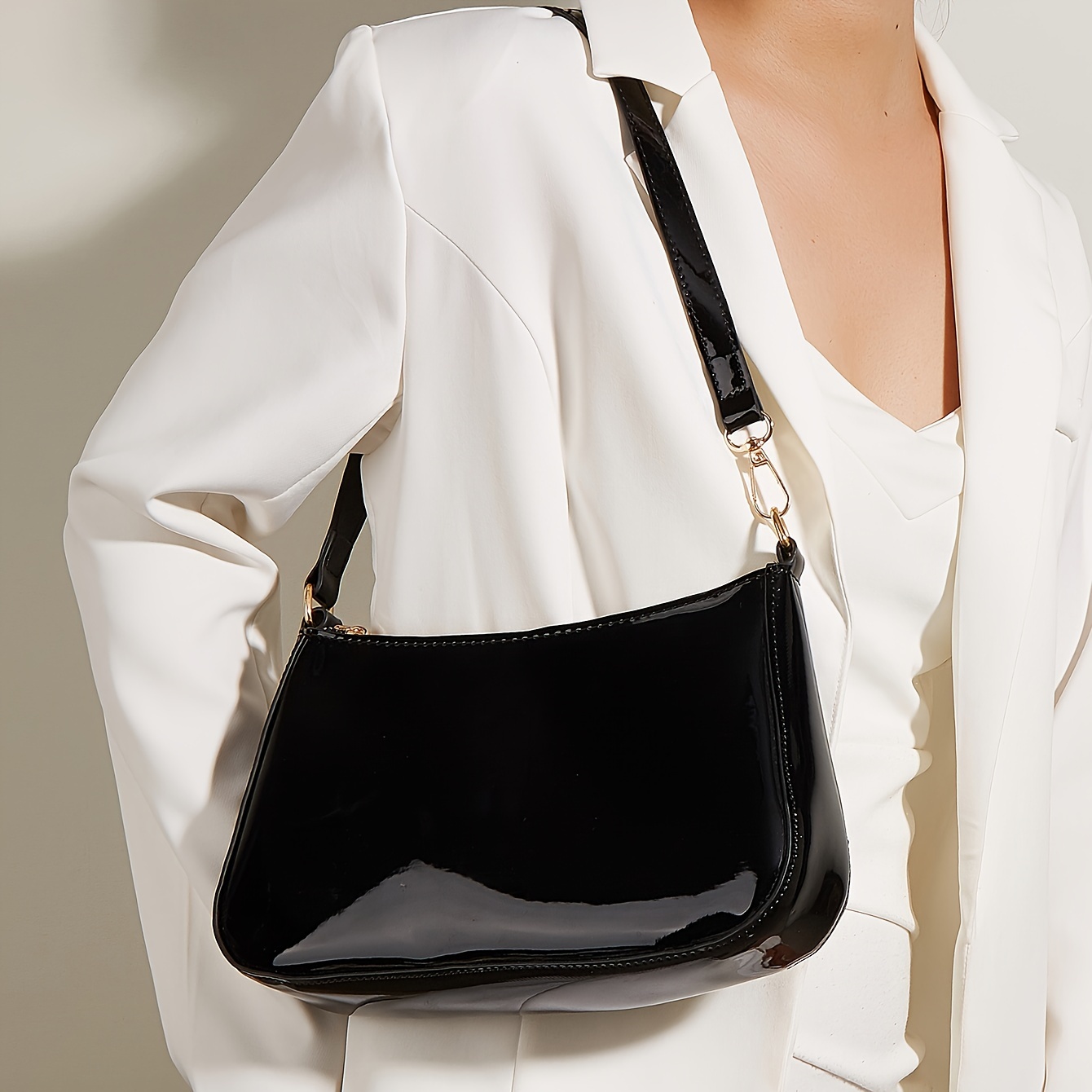 

Fashionable Solid Color Shoulder Bag, Minimalist Zipper Underarm Purse For Women For Carnaval Use
