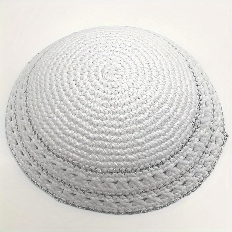 Kippa Blanc Satin - Calotte Juive - 17cm - Tribal Israël - Cérémonie