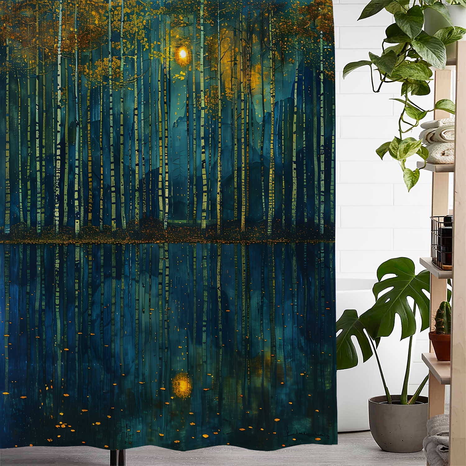 

Ultimate Waterproof Artistic Tree Reflection Shower Curtain With 12 Hooks - Machine Washable, Viscose Fabric, 72"x72" (183cmx183cm)