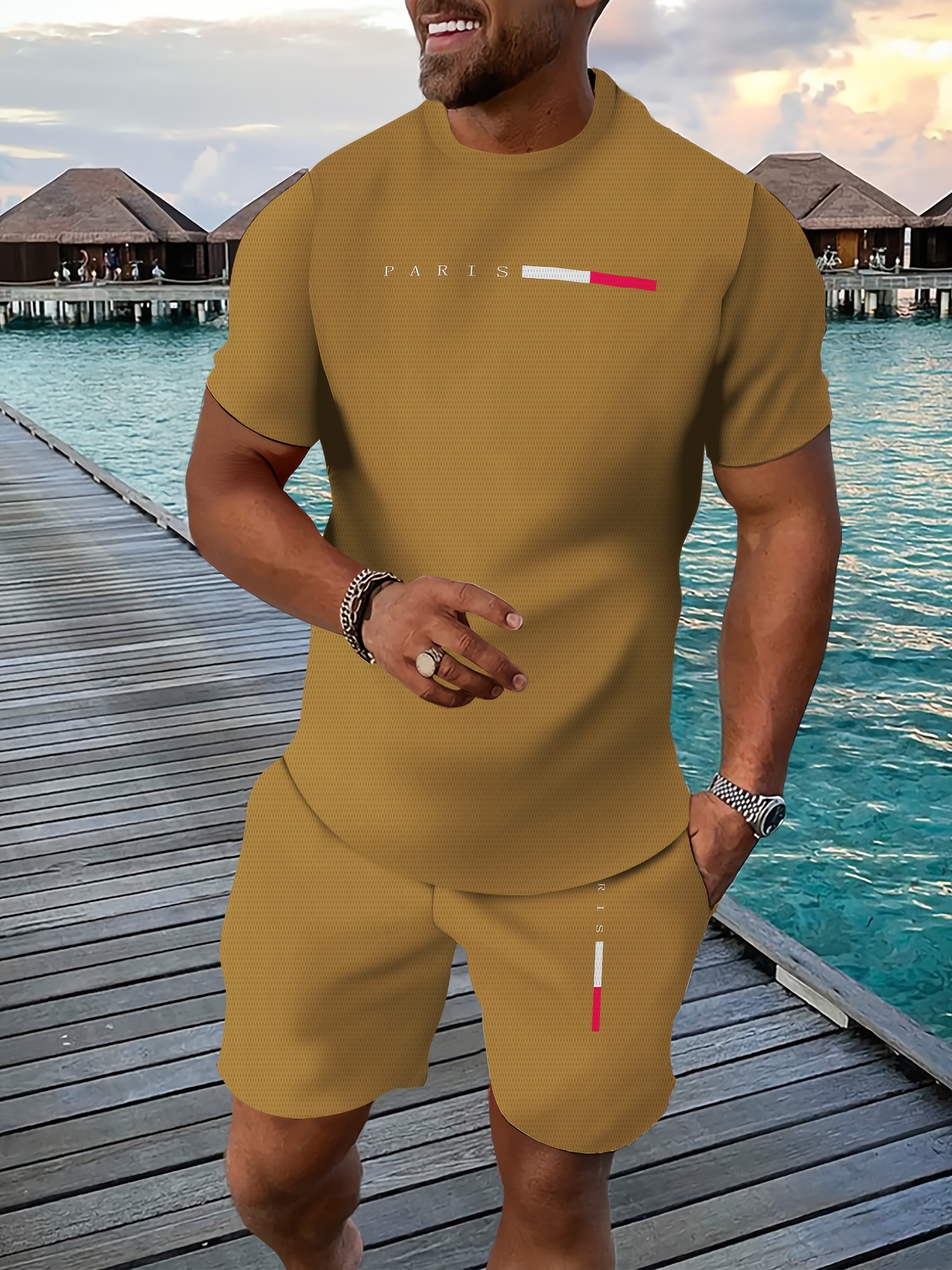 Casual Sports Suit Breathable Outdoor Casual Men's T-shirt and Shorts Suit Summer 3D Printing Suit for Adult Men