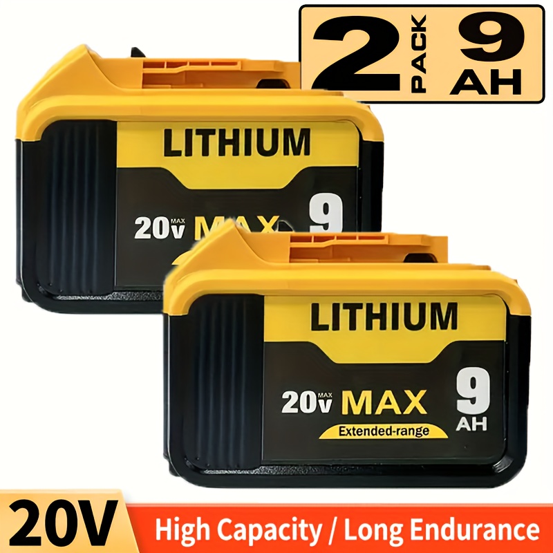 TEMU 2 Pack 9000mah Replacement For Battery 18v For Battery Dcb180 Dcb181 Dcb200 Dcb201 Dcb204 With Led Indicator