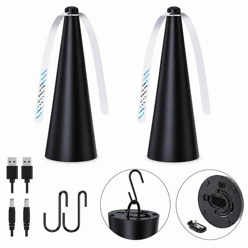 Artikelbild (2 stk.) insektenfänger-ventilator mit holografischen flügeln, beseitigt insekten, mücken fliegen, usb-/batteriebetriebener fliegengitter-ventilator