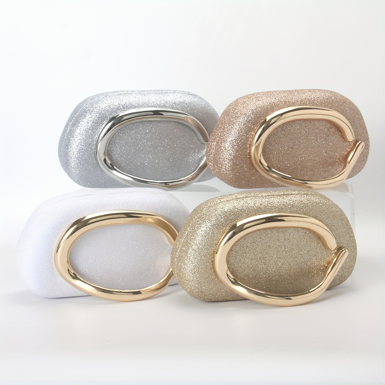 Glittery Clutch - PIDE Women's Glitter Evening Clutch Purse, Elegant Round Box Design with Vintage Metal Handle, Detachable Shoulder Strap, Magnetic Closure, Polyester Lining, Perfect for Weddings, Parties, and Formal Events, Wedding Accessory | Ma