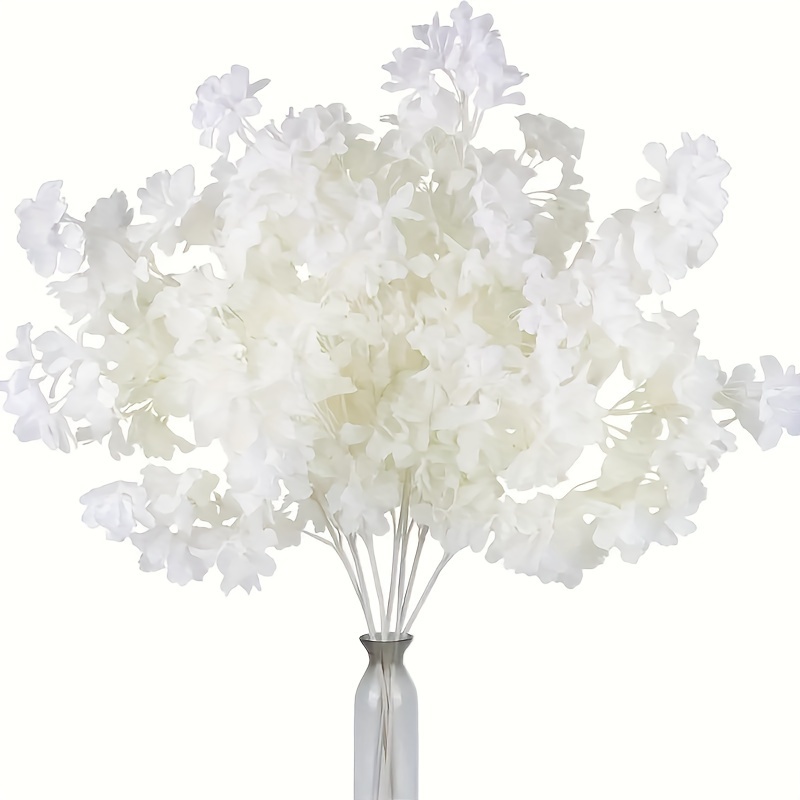 

8pcs Elegant White Artificial Cherry - Ideal For Weddings, Engagements, Halloween & More | Fabric Flowers For Tabletop Decor, No Container Needed, Flower Decorations