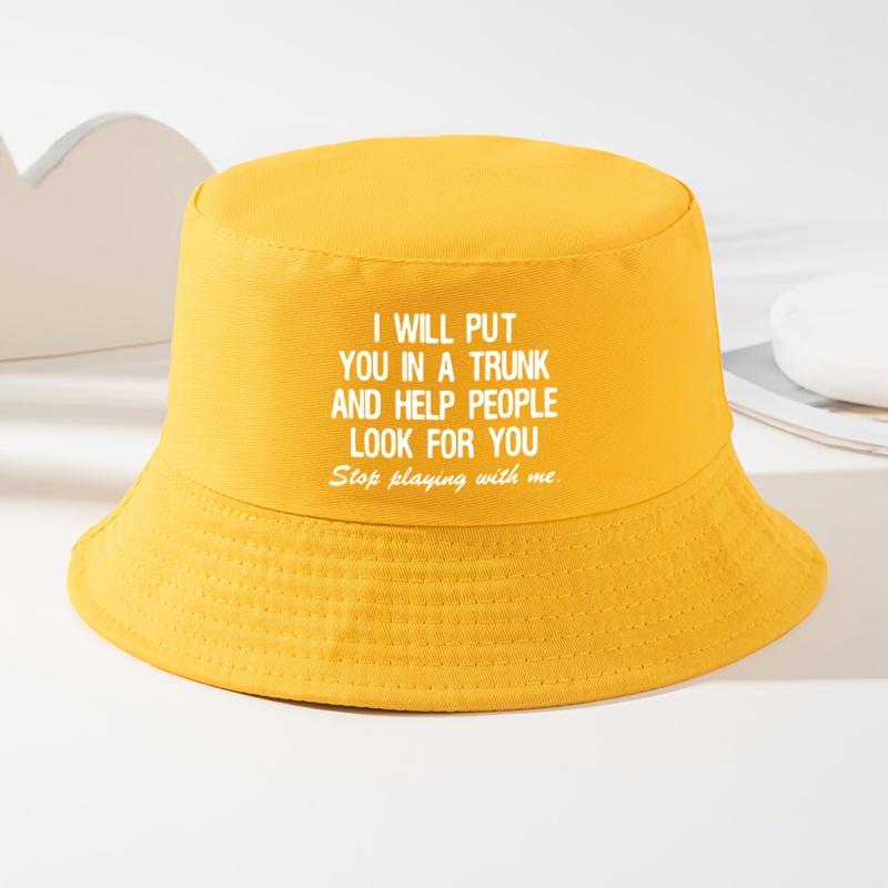 TEMU Unisex "i Will Put" Letter Print Bucket Hat - Adjustable, Lightweight, Vintage-inspired Hip-hop Style For Fishing, Camping, And Outdoor