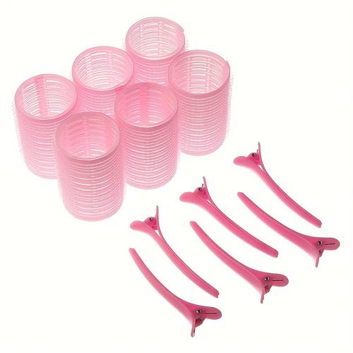 12pcs set hot rollers set 1 57inch diameter self heatless suitable for long and medium short hair with hair clips for women dry hair style