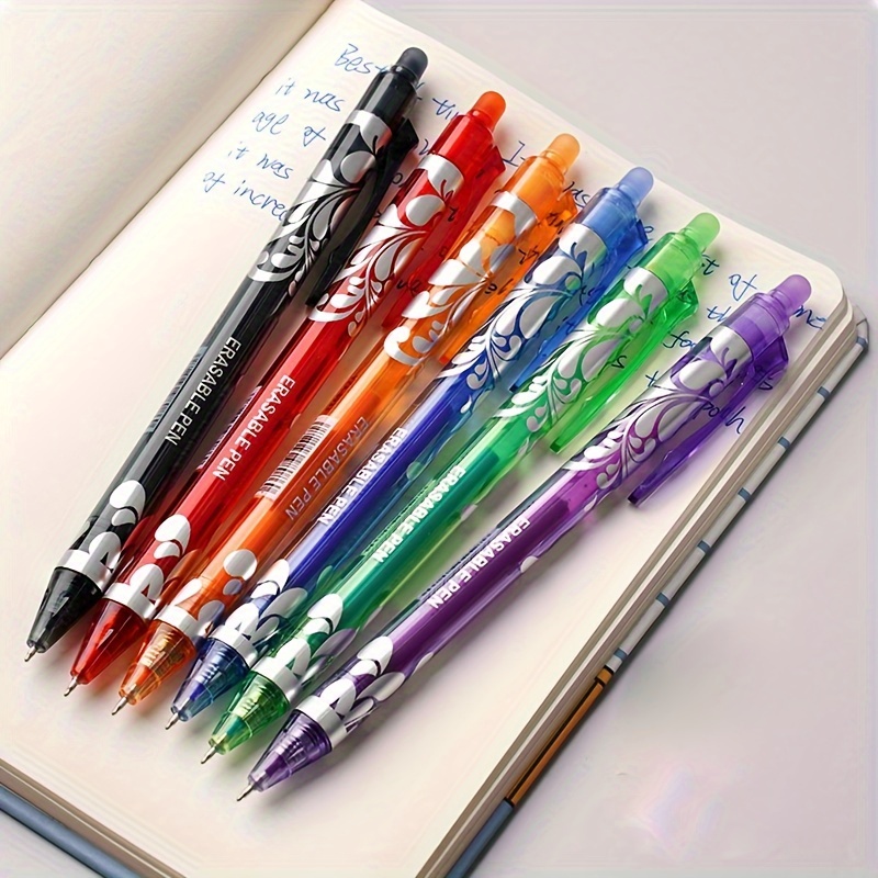 TEMU 6pcs Erasable Gel Pens, 0.5mm , Retractable Eraser Ballpoint Pens Large For And School Supplies