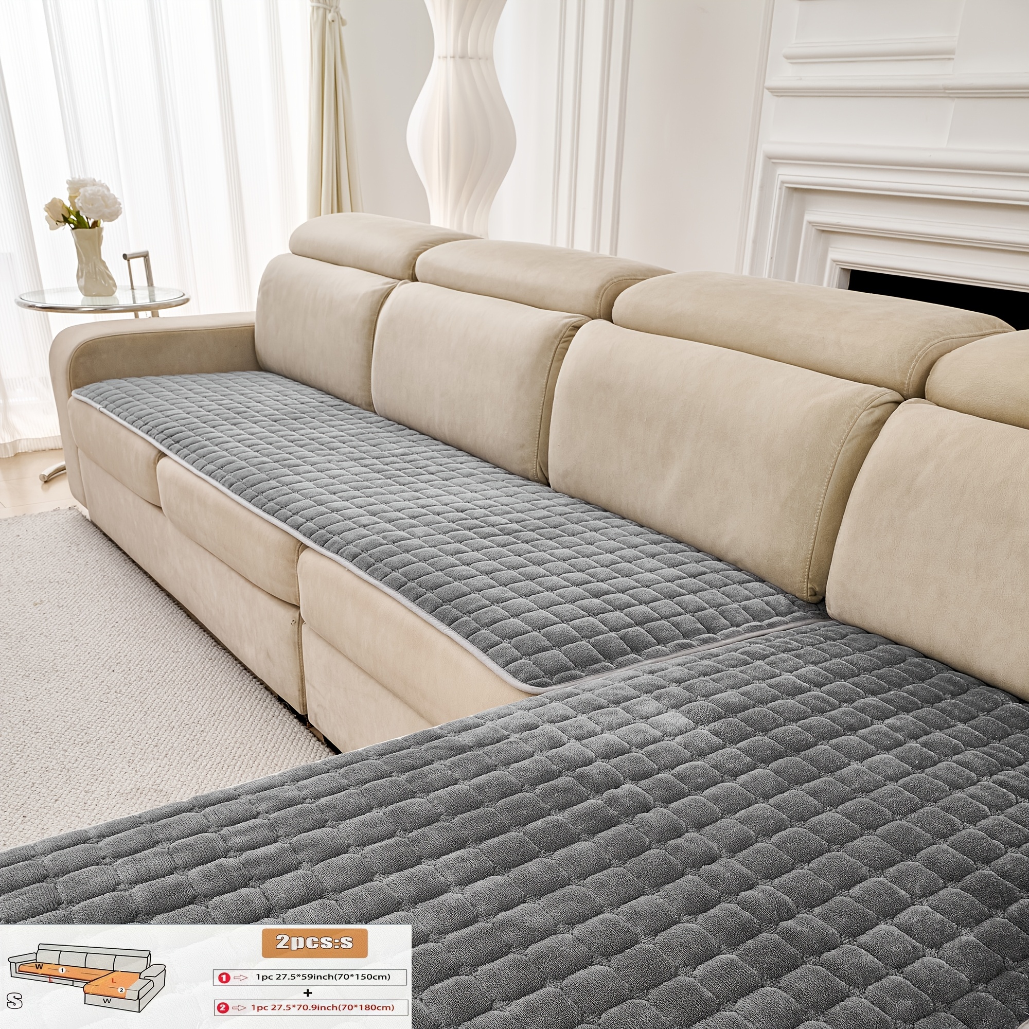 TEMU Set Of 2 Traditional Checkered Sofa Cushions Made From Flannel, Suitable For Pets, From Soft Polyester, Machine Washable, Ideal For Decorating