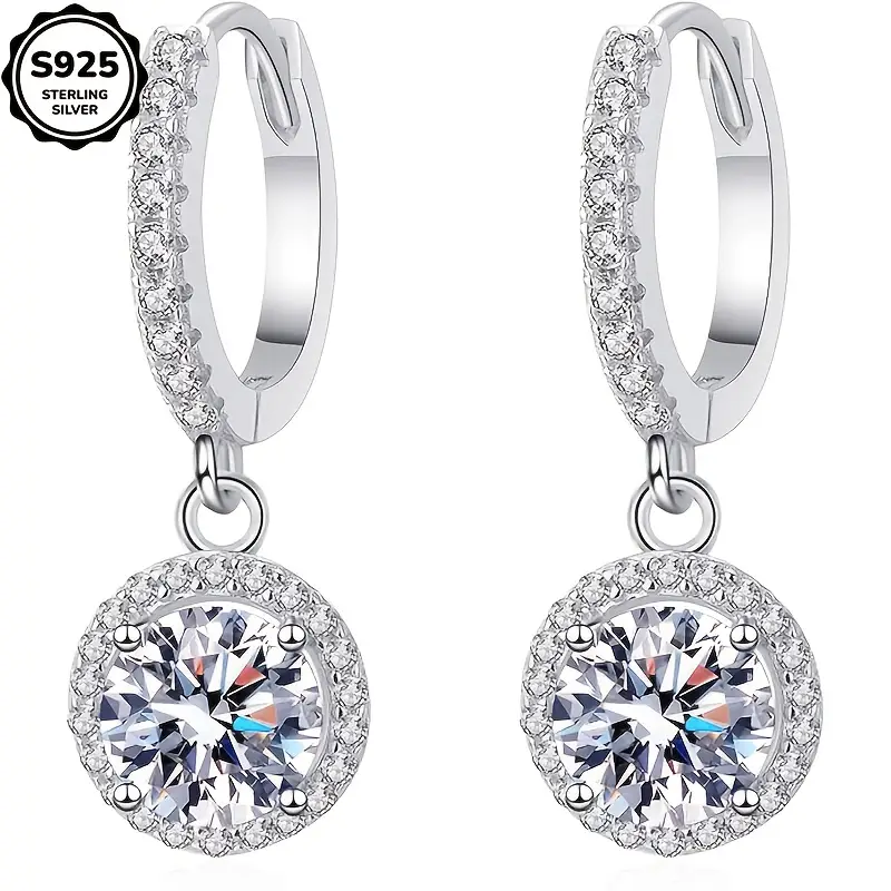 925 silver moissanite earrings ring earrings luxurious and elegant daily gift for wife mother girl birthday gift mothers day gift suitable for wedding and special occasions halloween thanksgiving christmas gift box included Product details 0