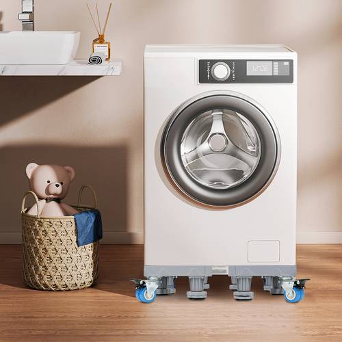 washing machine stand 4 wheels 8 feet load capacity 300 to 500kg adjustable washing machine stand width adjustable 41 to 66cm height 12cm gray non slip washing machine stand
