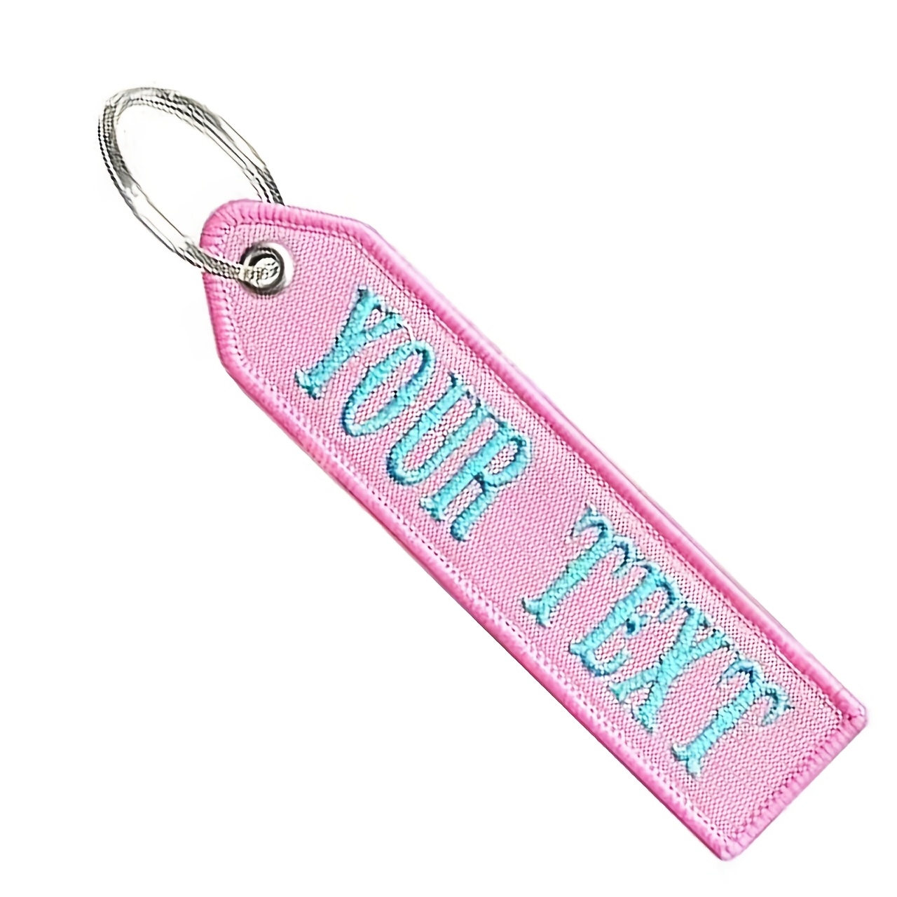 TEMU (customized) Colorful Tag 1pc Double-sided Embroidered Text Pointed Shape Unique Font Design Backpack Tag Luggage Tag Luggage Tag Keychain Tag