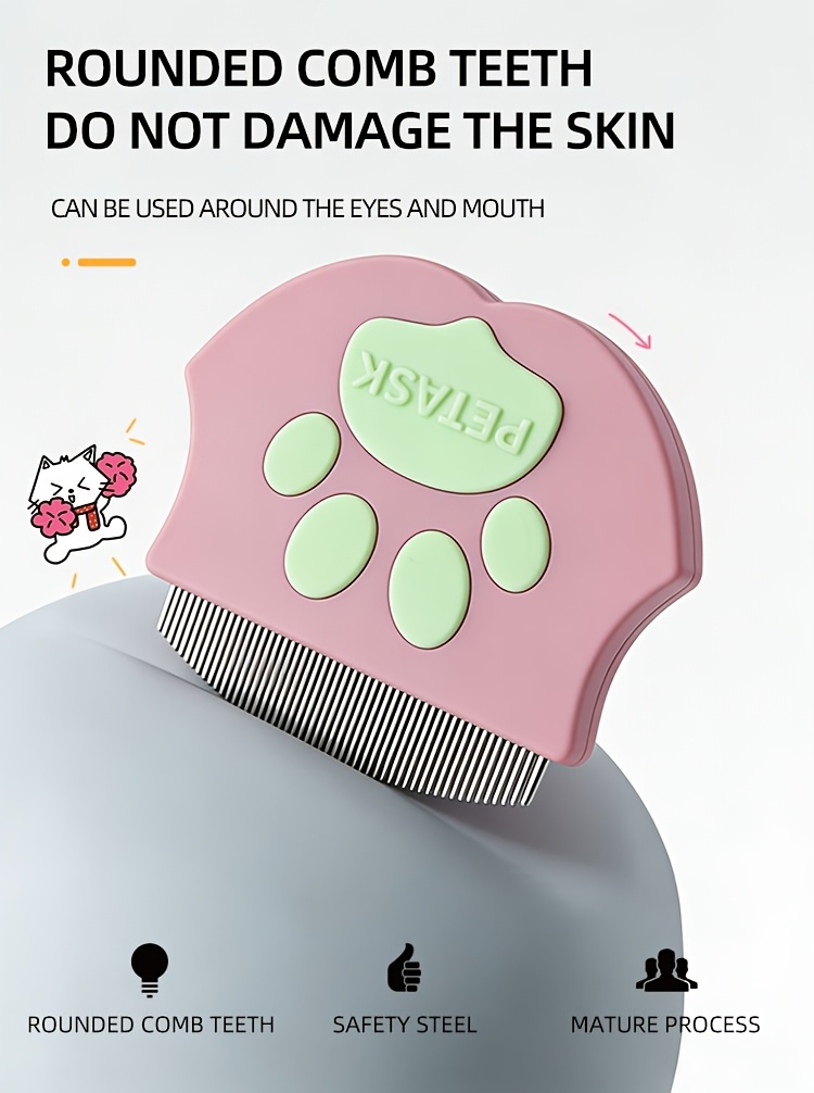 Pet Facial Comb Small Face Comb Dog Cat Rabbit Wide-Tooth Comb Needle Comb Round Head Curved Comb Flea Tail Cleaning Comb