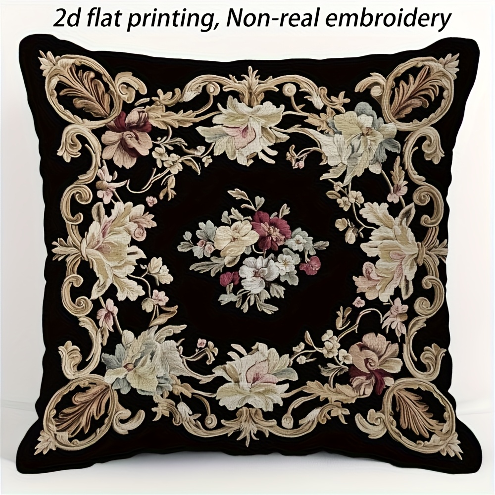 TEMU 2d Flat Print, 1 Baroque Style Printed Pillow Cover For A Bedroom And Sofa, Double-sided Design, Non-embroidered, 100% Polyester Soft Fabric,