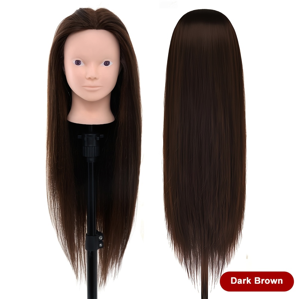 TEMU Tête de Mannequin Synthétique de 26 Pouces pour , en , de Coiffure, Tête de Poupée Réaliste pour Débutants et
