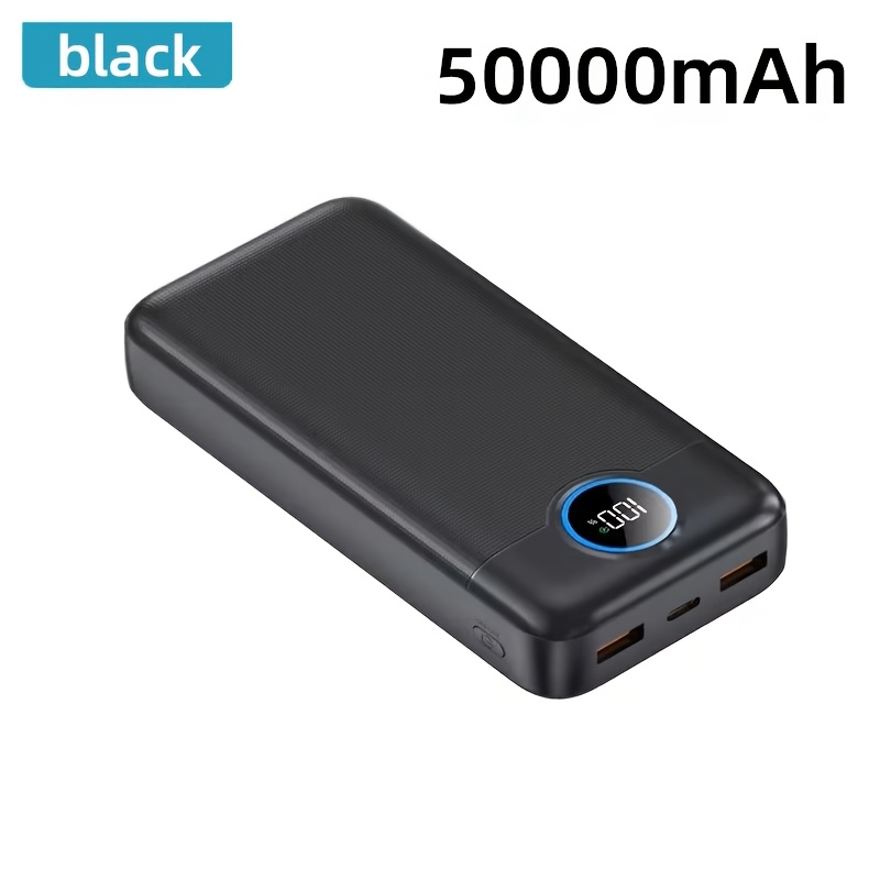 TEMU 50000mah Power Bank 66w Fast Charging Portable Charger With Led Digital Display, High Capacity Battery Pack With Usb-c And Dual Usb-a Outputs,