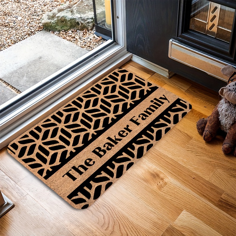 

1pc Custom Black Door Mat, Personalized Door Mat, Last Name Doormat, Front Door Decor, Housewarming Gift, Wedding Gift, Personalized Family Name Door Mat, For Kitchen, Outdoor And Indoor Entrances