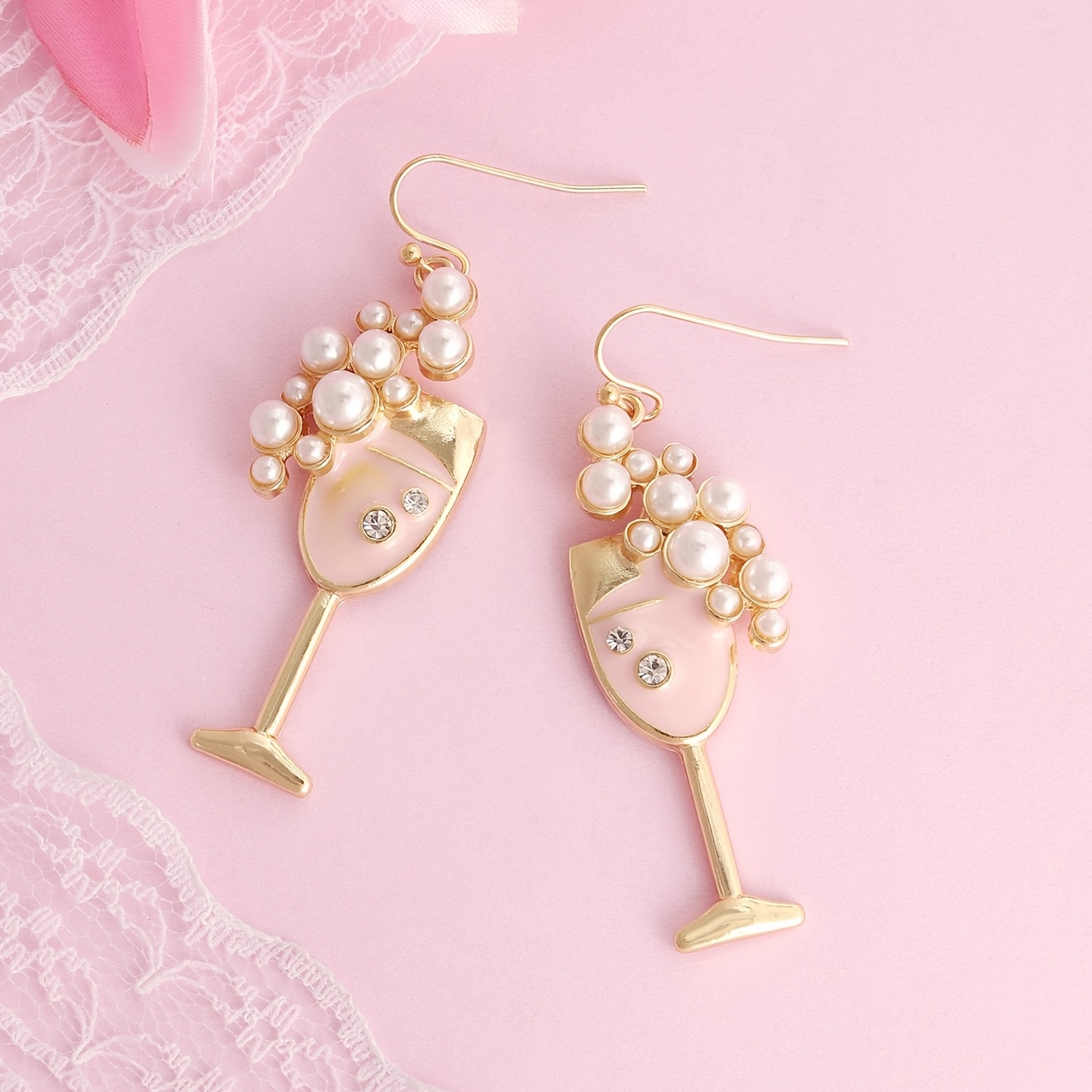 E-shop Niedlicher einzigartiger Tropfen-Emaille-Ohrstecker im Weinglas-Stil für Damen. als Valentinstagsgeschenk für Ihre Freundin oder für