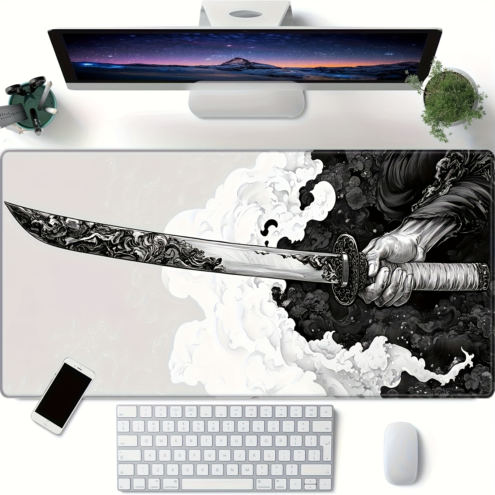 extra large gaming mouse pad black desk mat with ornate design washable rubber deskmat for laptop desktop computers office home essentials mouse pads for desk details 3