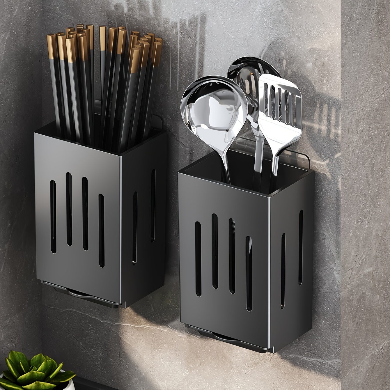 TEMU 2pcs Multifunctional Tableware Rack, Tableware Storage Box, Waterproof, Corrosion-proof, Rust-proof Tableware Storage Tube, To Nail Or Drill,