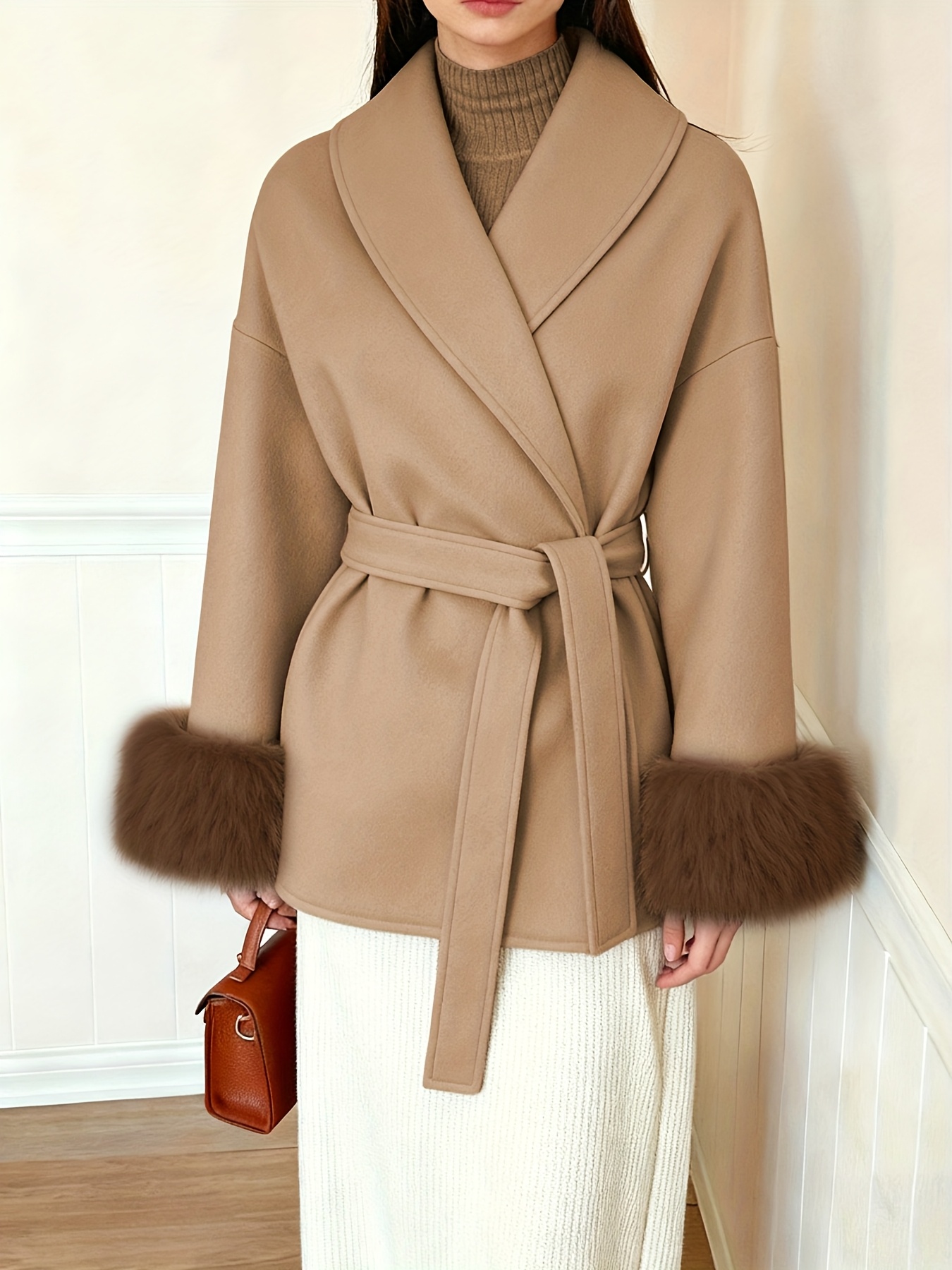 womens fashion elegant furry sleeve coat autumn winter womens clothing Product details 19
