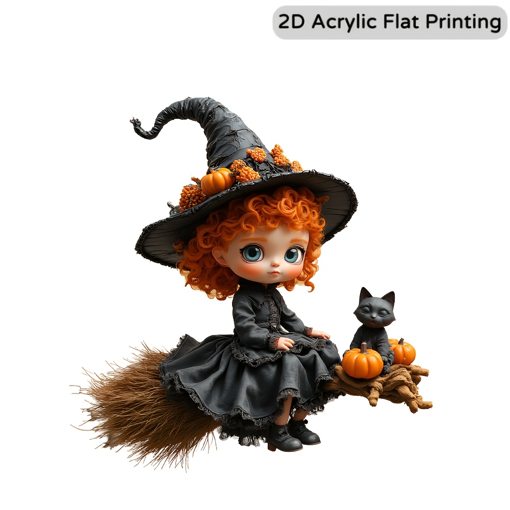 TEMU Magnete da frigorifero Strega, per decorazioni di Halloween, Natale, Ringraziamento - Strega spaventosa e con ricci e blu e motivo a pipistrello