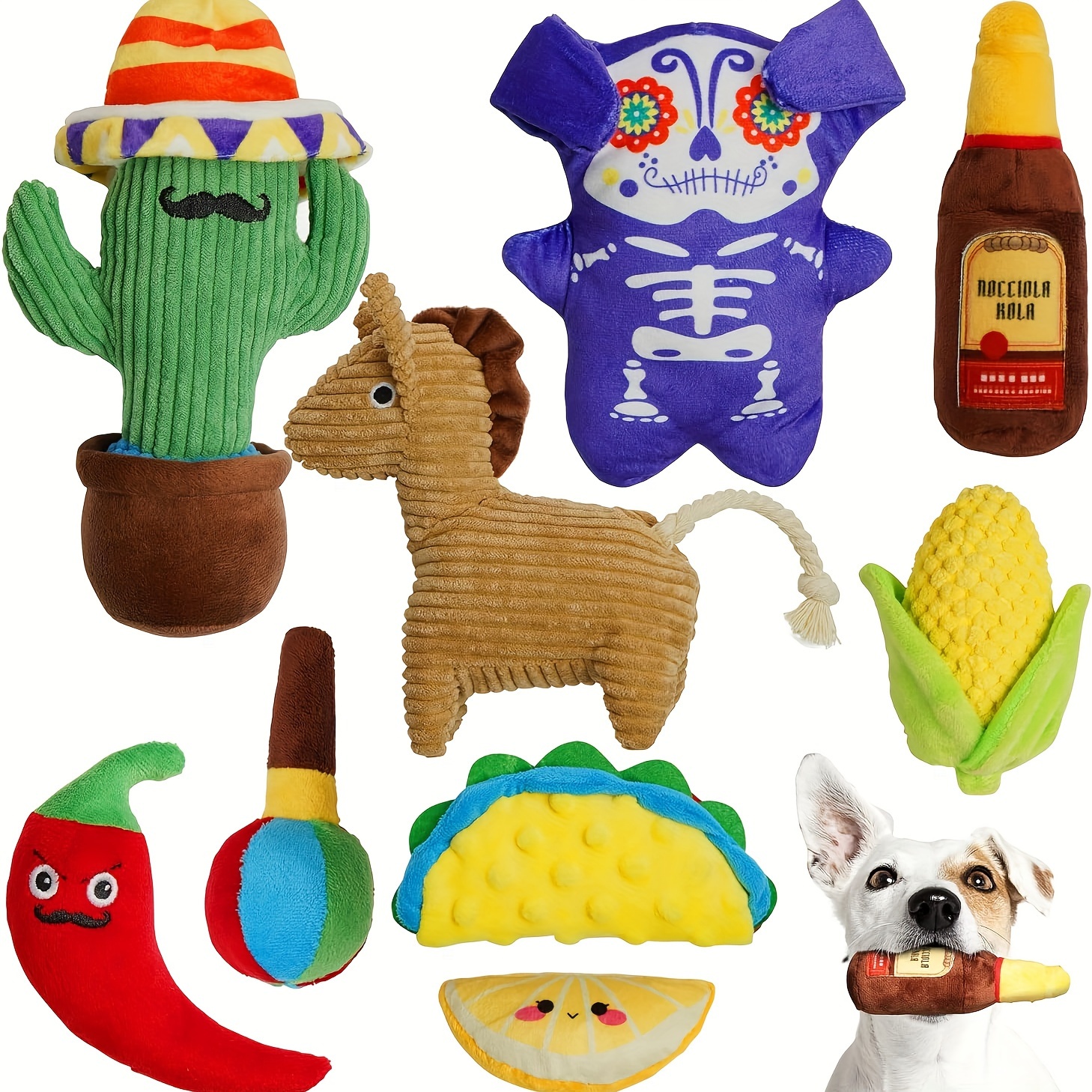 

Nocciola Mexican Squeaky Dog : 9-in-1 For Small , Interactive