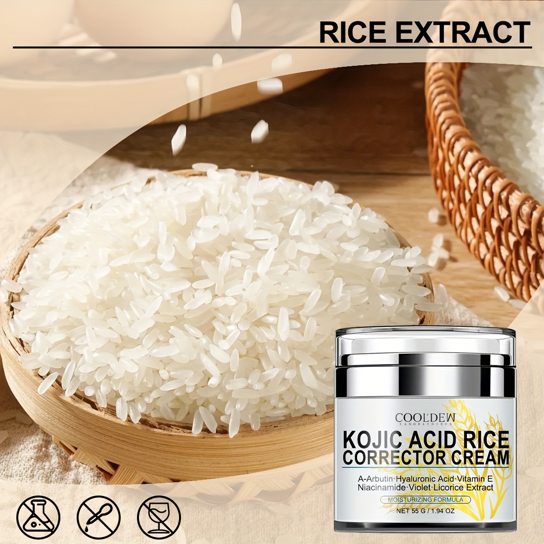1pc kojic acid rice cream unisex adult moisturizer - Temu