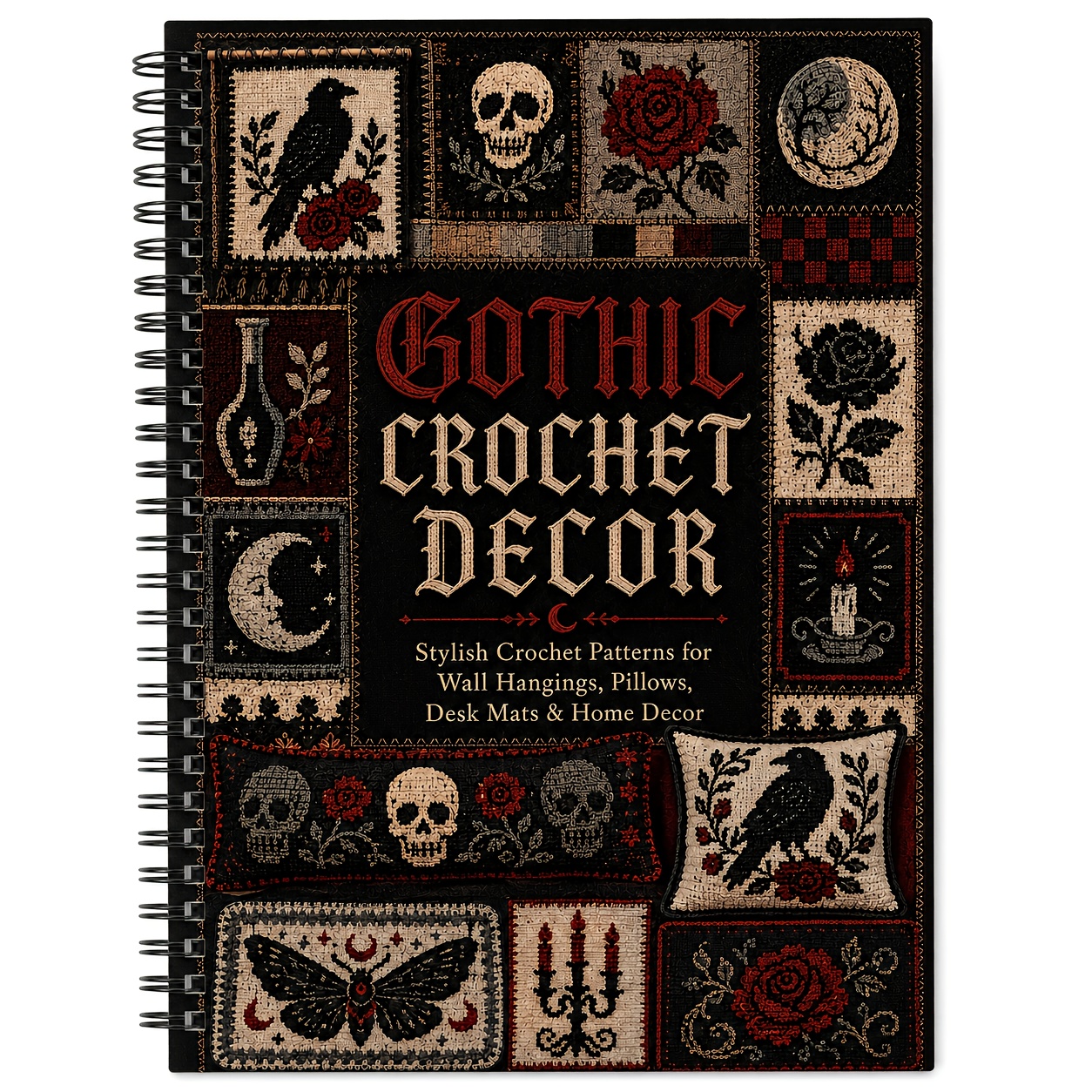 TEMU Halloween Dark Retro Crochet Pattern Template, Home Decor Diagram, Cushion Pendant Table Mat Hand Crochet, Suitable For Craft Enthusiasts