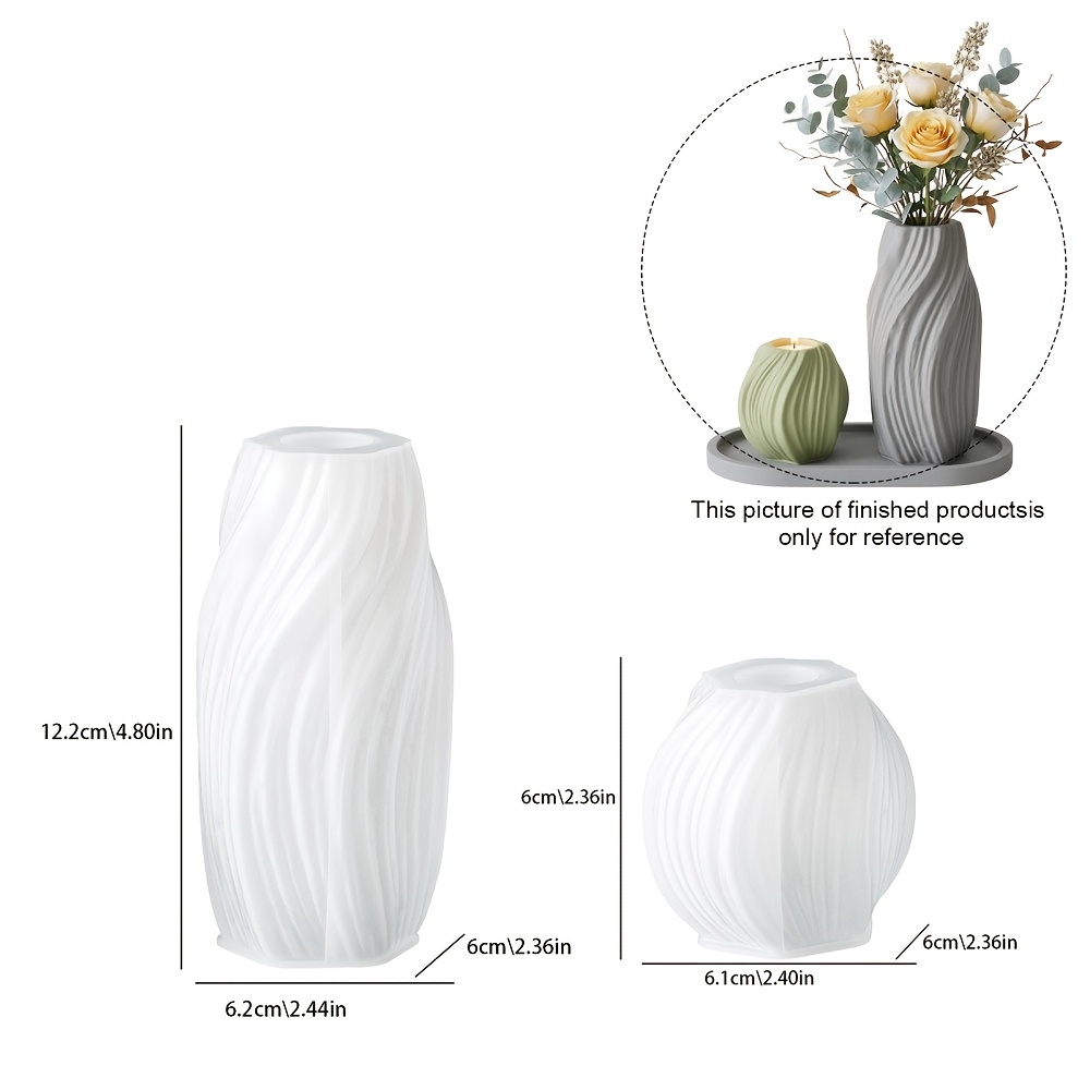 Image of 2pcs/set Twisted Wave Silicone Resin Molds, Spiral Wavy Shaped Silicone Vase Mould For Plaster Resin Concrete Casting, Silicone Flower Pot Molds For Diy Art Crafts, Home Table Decor
