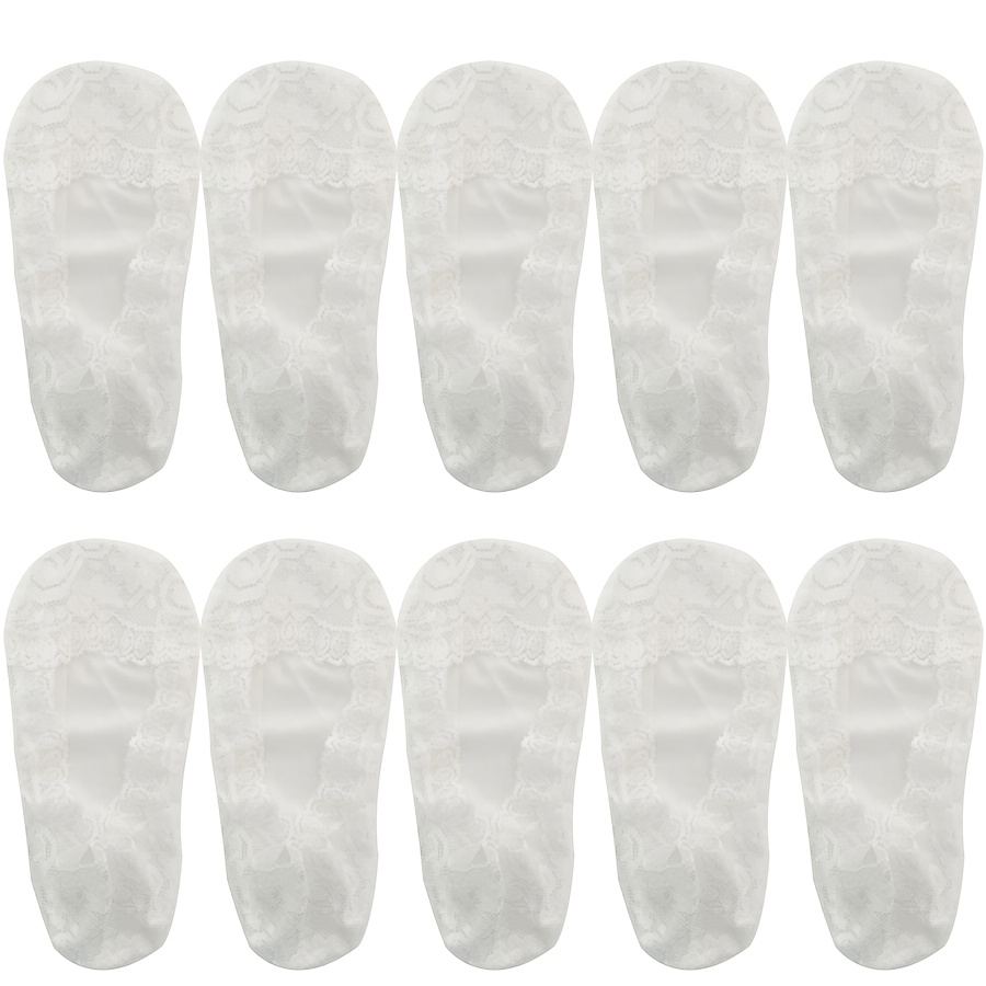 TEMU 1/5 Paar Socken für Damen, Spitze, unsichtbar, Sommer, transparent, kurz, -Knöchel-Set, niedriger Schnitt, rutschfest mit Silikon, Bootssocken