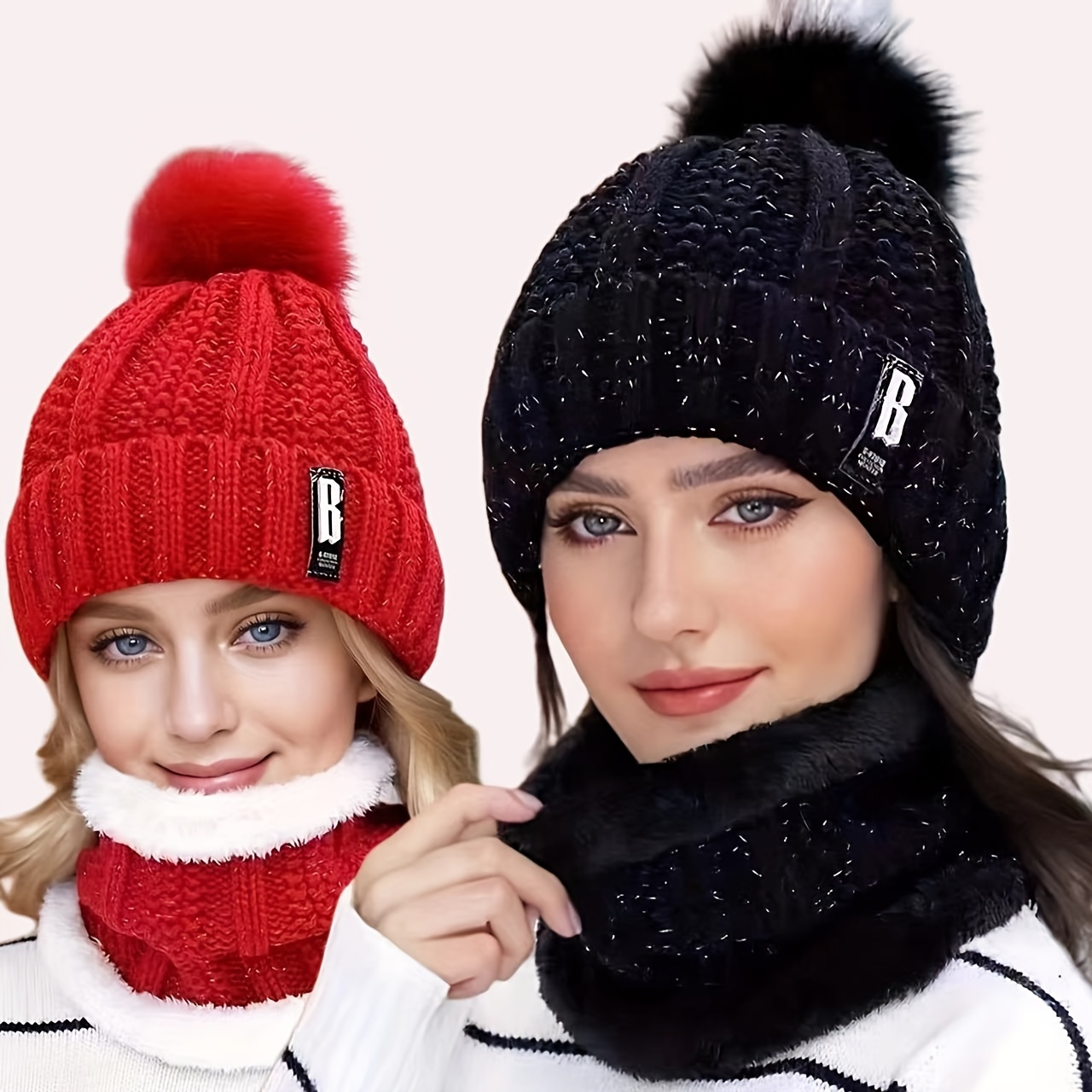 

Cozy Knit Beanie & Scarf Set For Women - Winter With Fleece Lining, Ear Protection, And Detail