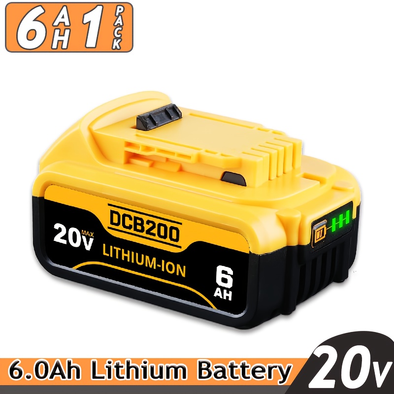 TEMU 1pc 6000mah 20v Lithium-ion High-capacity Battery With Led Indicator & Overcharge Protection, For -compatible Dcb200 Dcb201 Dcb203 Dcb204 Dcb206