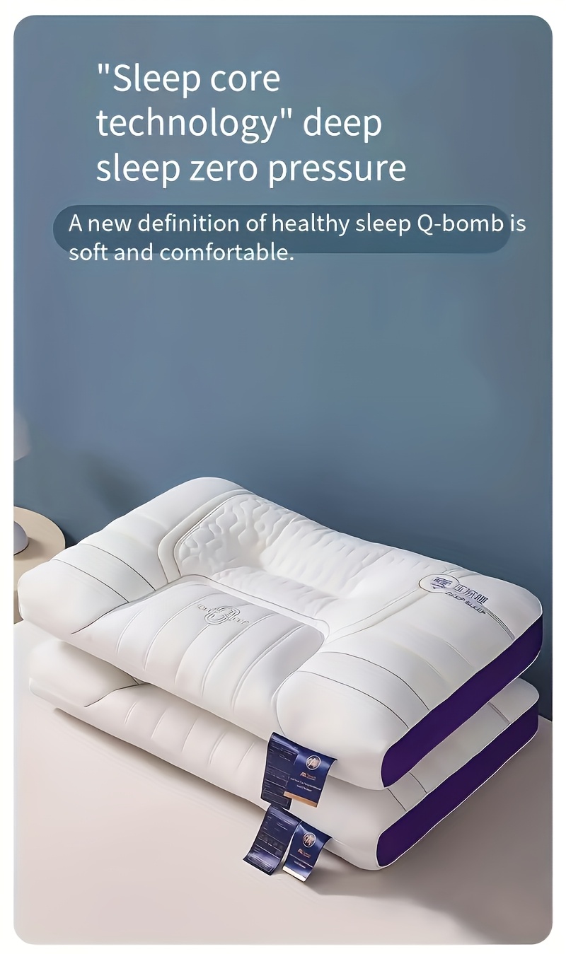 Zero Pressure Deep Sleep Cervical Pillow – 4-Level Ergonomic Neck Support, Anti-Hunchback Contoured Design, Soft & Firm with Non-Collapsing Core, Ideal for Side, Back & Stomach Sleepers, Home & Travel Comfort Pillow