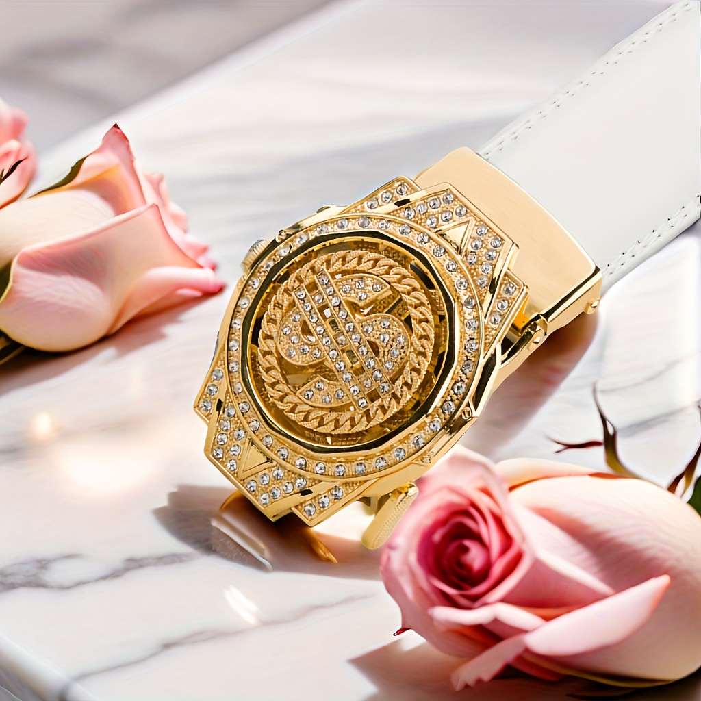 a stylish white belt with automatic   for men suitable for business and casual wear perfect as a gift for husband or father details 4