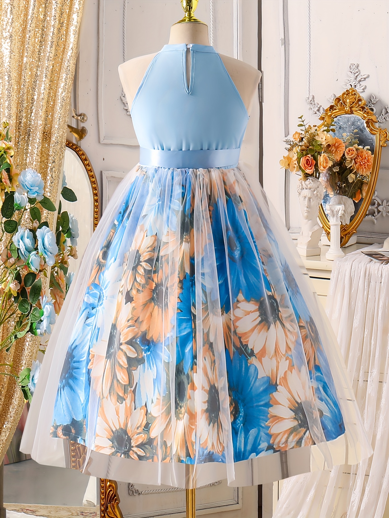 girls summer casual sleeveless dress floral print Temu United