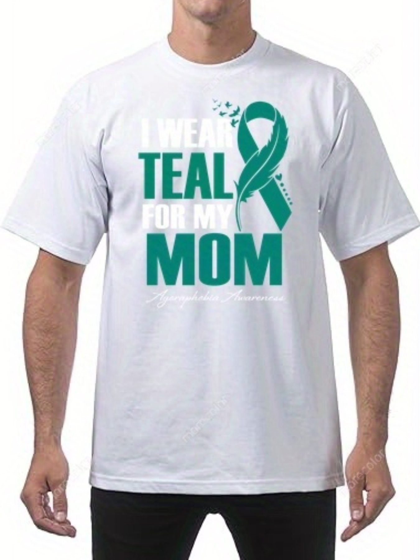 "I Wear Teal for My Mom" T-Shirt for Men, Mental Health Awareness.