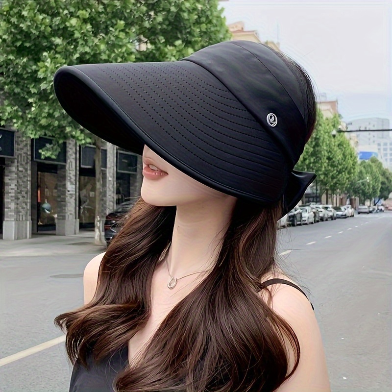 Wide Brim Sun Hat Solid Color Adjustable Visors Summer - Temu