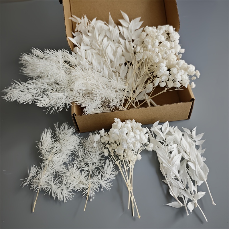 3 Kinds White Mixed Baby's Breath Artificial Flowers, Ideal For Boho Wedding Bouquet Home Decor Vase Arrangement, Epoxy Resin Jewelry Phone Case Candle Making Diy Crafts