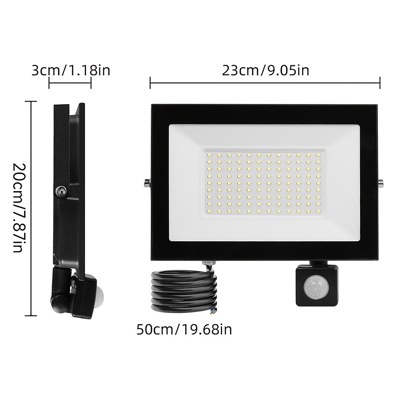 100w Motion Sensor Led Floodlight, Aluminum Light, Outdoor Spotlight For Backyard, Driveway, Garage, Hallway, Garden, Basketball Court