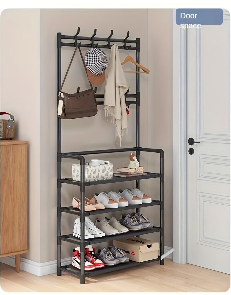 versatile 4 5 tier entryway organizer with shoe rack hooks   keys coats hats and umbrellas ideal for home office or dorm details 7