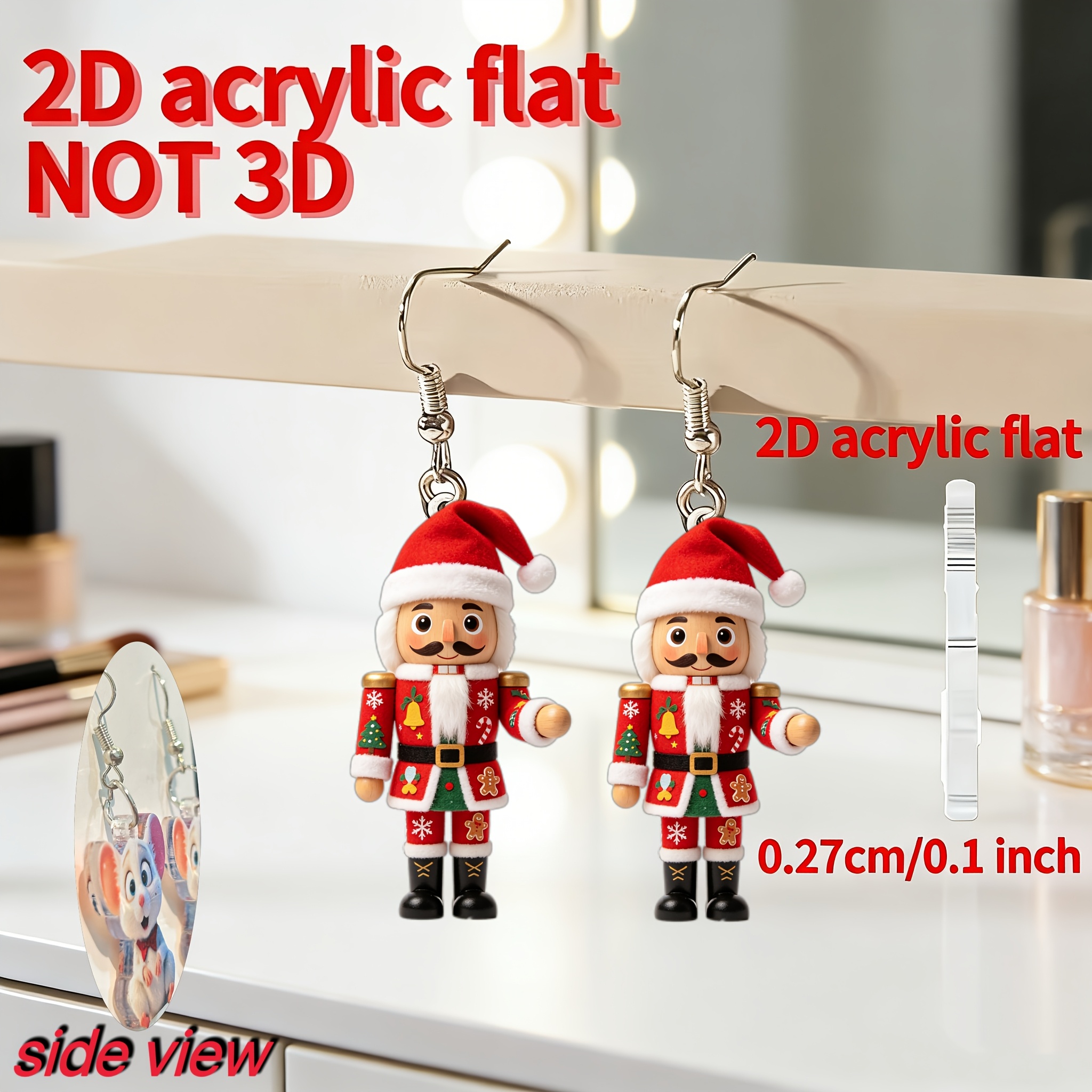 Nutcracker Acrylic Pendant Earrings for Christmas