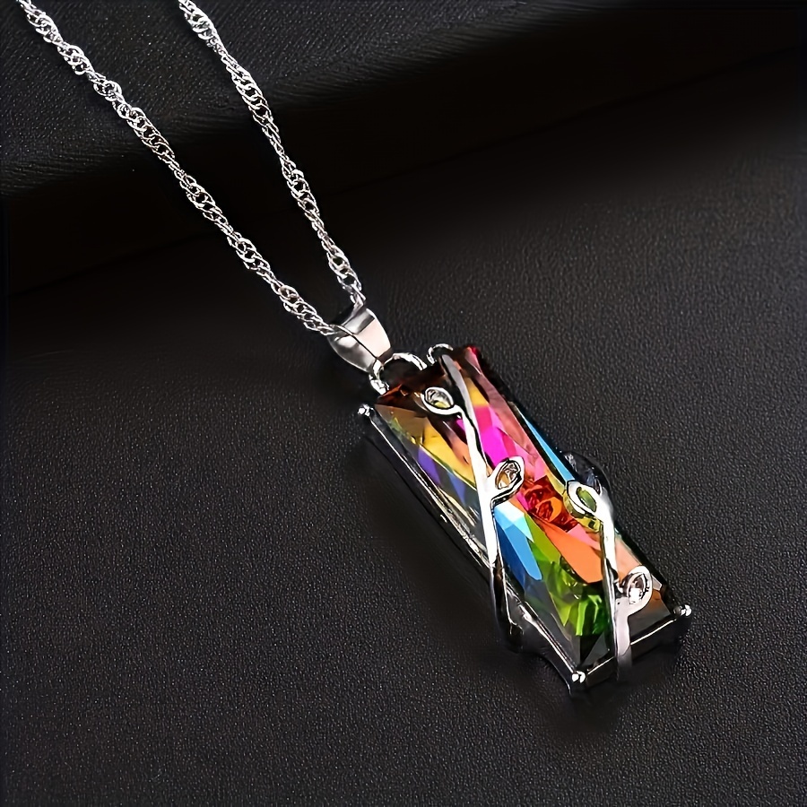 

Colorful Crystal Branch Pendant Necklace Fine Jewelry Gift For Women Christmas Gift