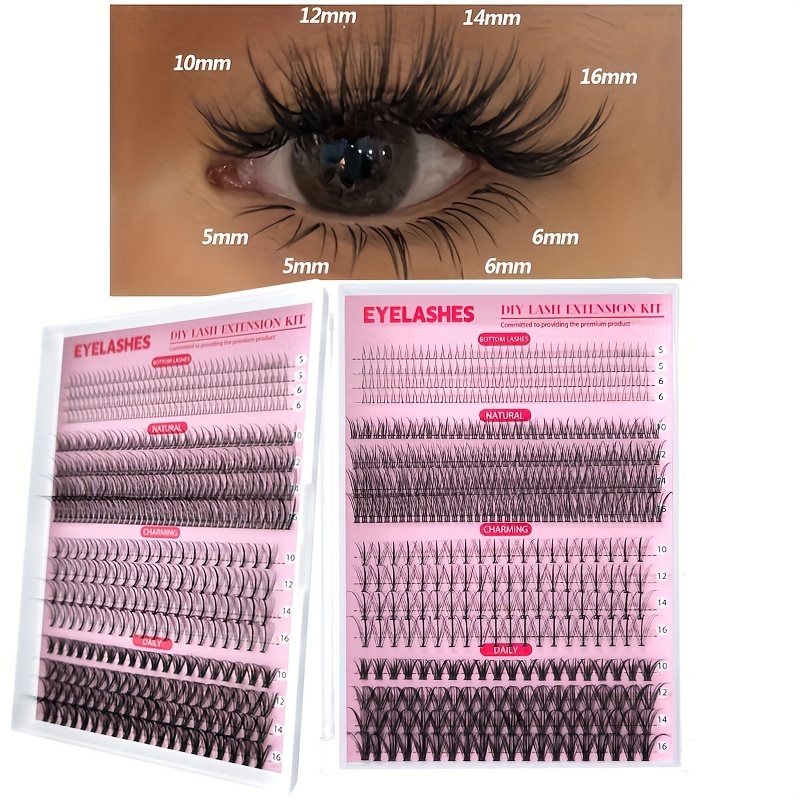 TEMU 480pcs Lash Kit - Diy Styles With Bottom Lashes, 7d & Light Volume , -apply For - Results, -free