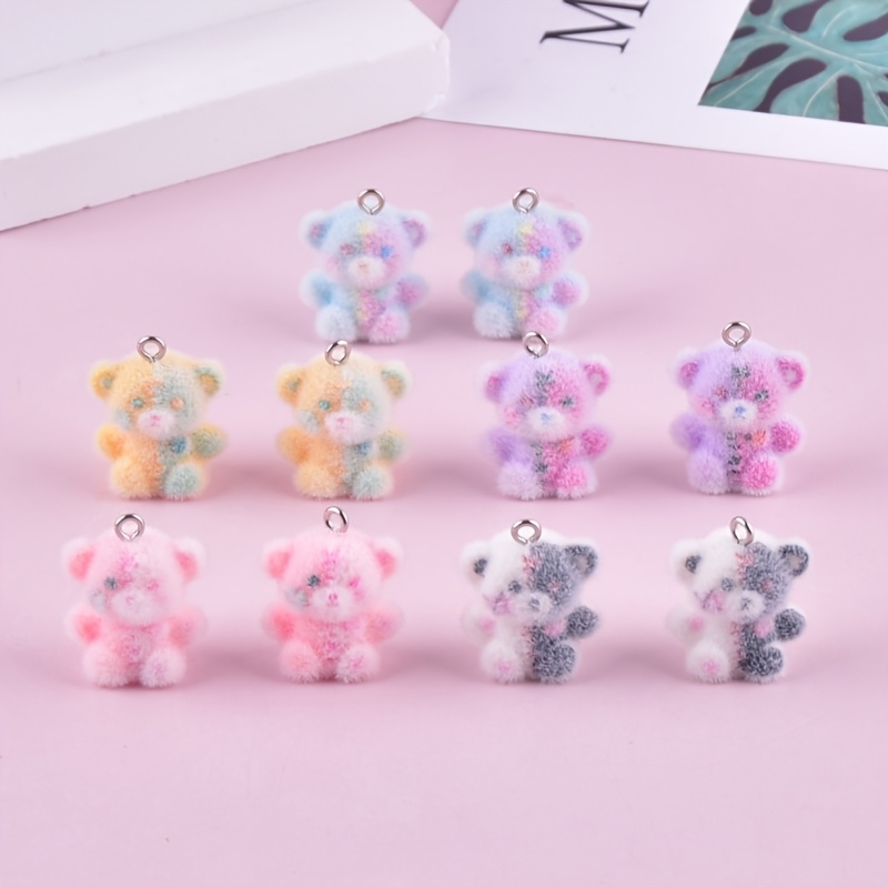 TEMU 10pcs Cute Creative Halloween Plush Patch Bear 3d Resin Bear Charms For , Earrings, Necklace Accessories