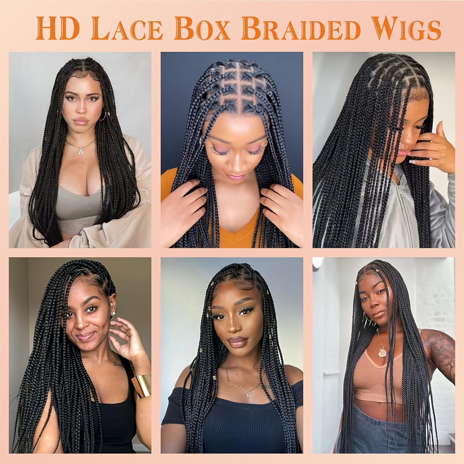 13x8 lace front boho knotless box braided wigs women - Temu  display picture 1